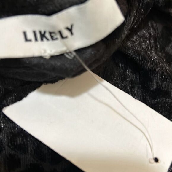 Likely XS/S Long Sleeve Ruched Bodycon Mini Dress Black Velvet Cheetah Burnout - Picture 10 of 12